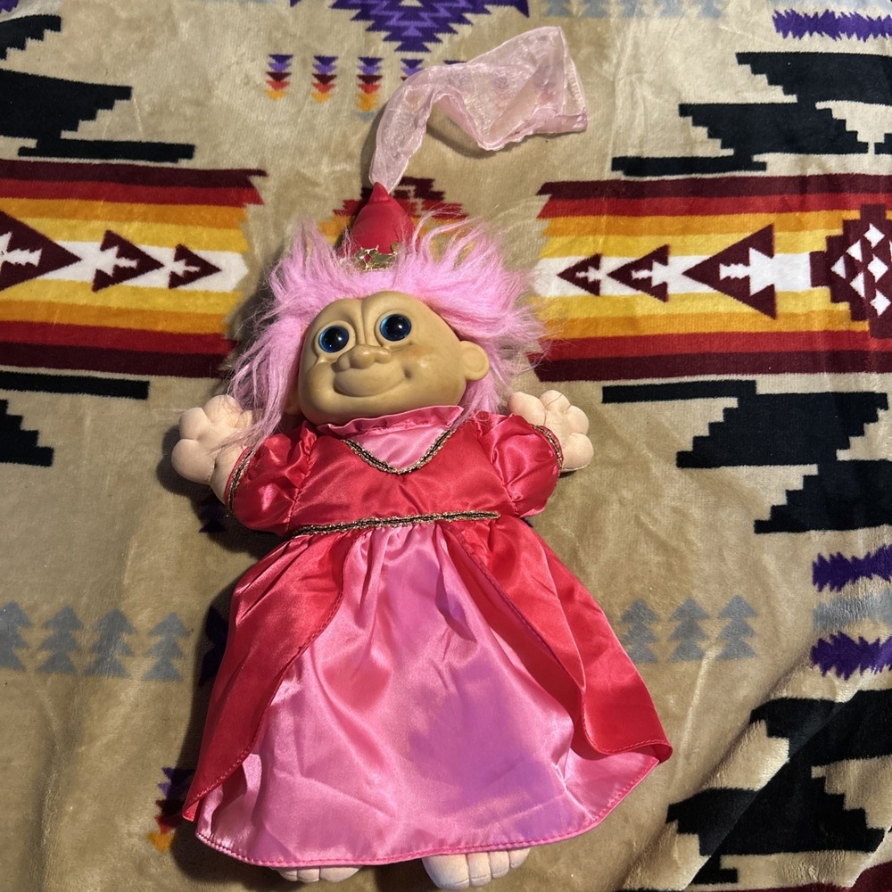Vintage Russ Troll Kidz 12" Penelope Princess Doll with Pink Hair / Blue Eyes